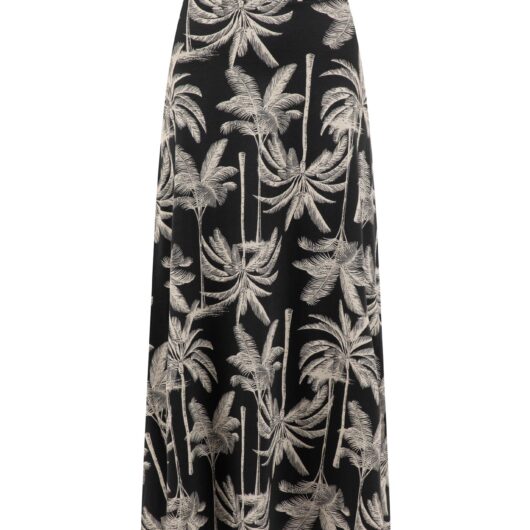 Weird Fish Eloriah Printed Jersey Midi Skirt Black Size 10