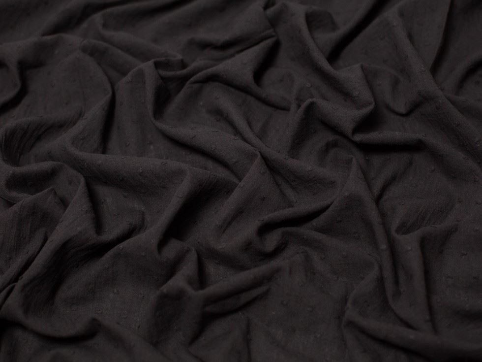 Minerva Core Range Tufted Cotton Swiss Dot Fabric Black